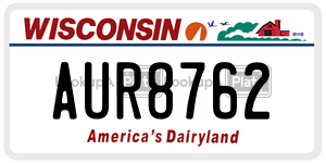 AUR8762 license plate in Wisconsin