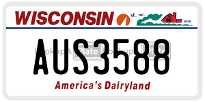 AUS3588  license plate in WI