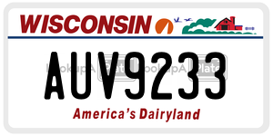 AUV9233  license plate in WI