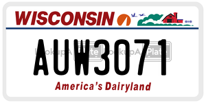 AUW3071  license plate in WI