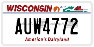 AUW4772 license plate in Wisconsin