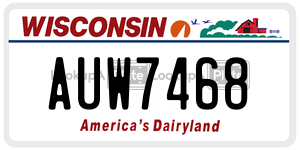 AUW7468  license plate in WI