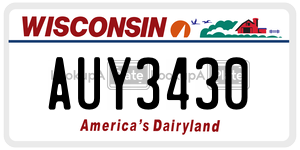 AUY3430  license plate in WI