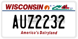 AUZ2232 license plate in Wisconsin