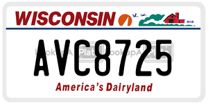 AVC8725  license plate in WI