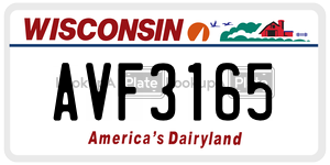 AVF3165 license plate in Wisconsin