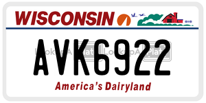 AVK6922  license plate in WI