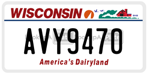 AVY9470  license plate in WI