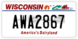 AWA2867  license plate in WI