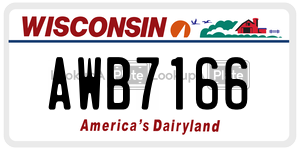 AWB7166 license plate in Wisconsin