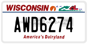 AWD6274  license plate in WI