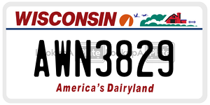 AWN3829  license plate in WI