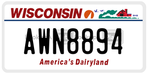 AWN8894  license plate in WI