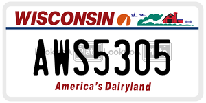 AWS5305 license plate in Wisconsin