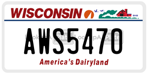 AWS5470 license plate in Wisconsin
