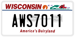AWS7011 license plate in Wisconsin