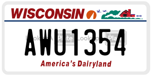 AWU1354  license plate in WI