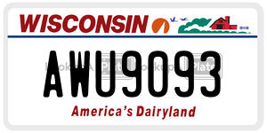 AWU9093  license plate in WI