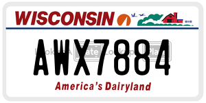 AWX7884 license plate in Wisconsin
