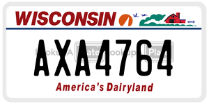 AXA4764  license plate in WI