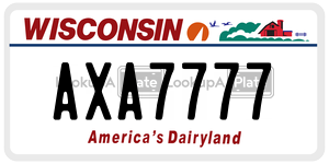AXA7777  license plate in WI