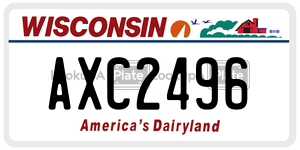 AXC2496  license plate in WI