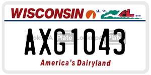 AXG1043  license plate in WI