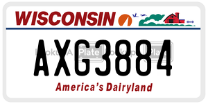 AXG3884  license plate in WI