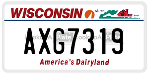 AXG7319  license plate in WI