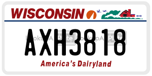 AXH3818  license plate in WI
