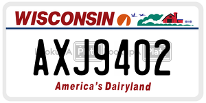 AXJ9402 license plate in Wisconsin