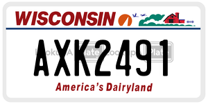 AXK2491 license plate in Wisconsin