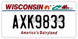 AXK9833  license plate in WI