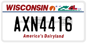 AXN4416 license plate in Wisconsin