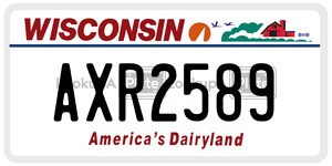 AXR2589 license plate in Wisconsin