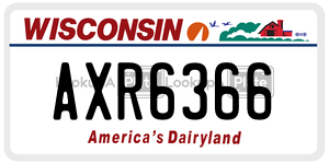 AXR6366  license plate in WI