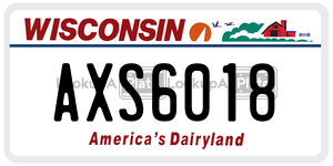 AXS6018 license plate in Wisconsin