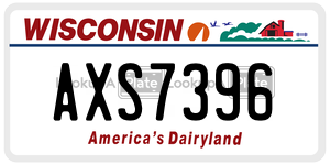 AXS7396 license plate in Wisconsin