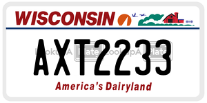 AXT2233  license plate in WI