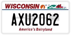 AXU2062  license plate in WI