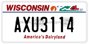 AXU3114  license plate in WI