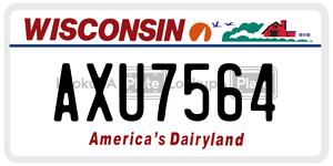AXU7564 license plate in Wisconsin