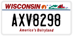 AXV8298 license plate in Wisconsin