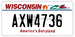 AXW4736 license plate in Wisconsin