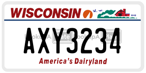 AXY3234  license plate in WI