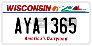 AYA1365  license plate in WI