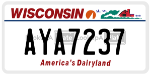 AYA7237  license plate in WI