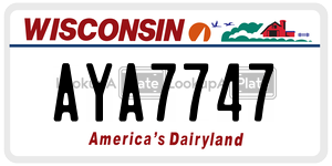 AYA7747  license plate in WI