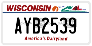 AYB2539  license plate in WI
