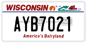 AYB7021  license plate in WI